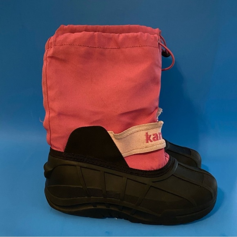Kamik Boots Girls Size 4 Slip On Pink Black Snow Boot